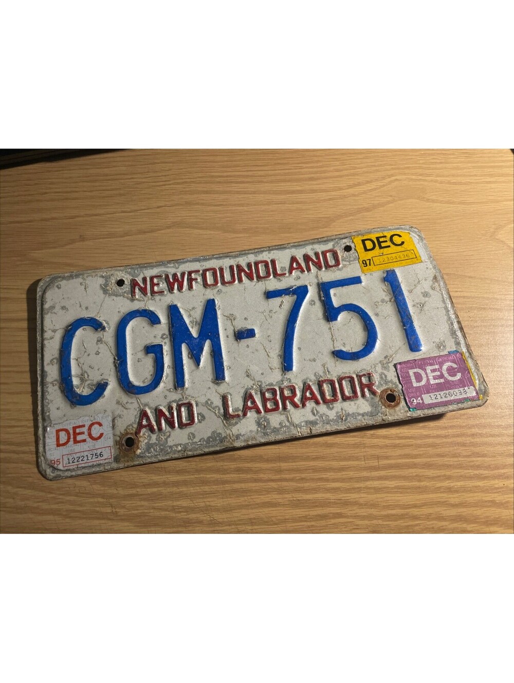 Newfoundland License Plate Labrador Canada Expired CGM 751 1994 1995 1997